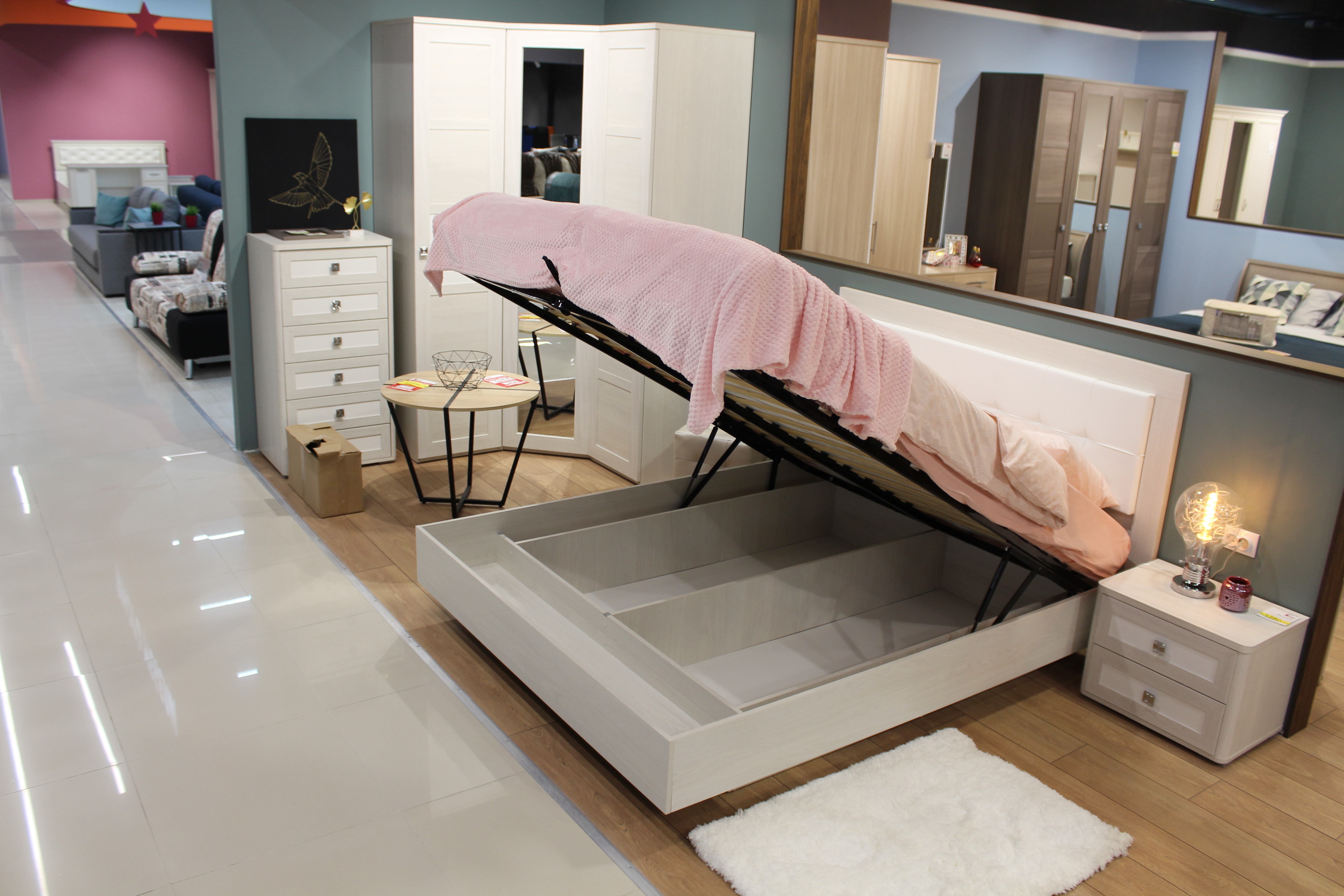 Кровать с подъемным механизмом ясень анкор светлый