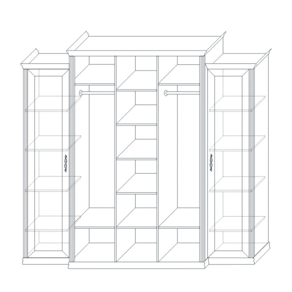 Шкаф 5-ти дв. (корпус, малые бок.двери в комплекте) Венето