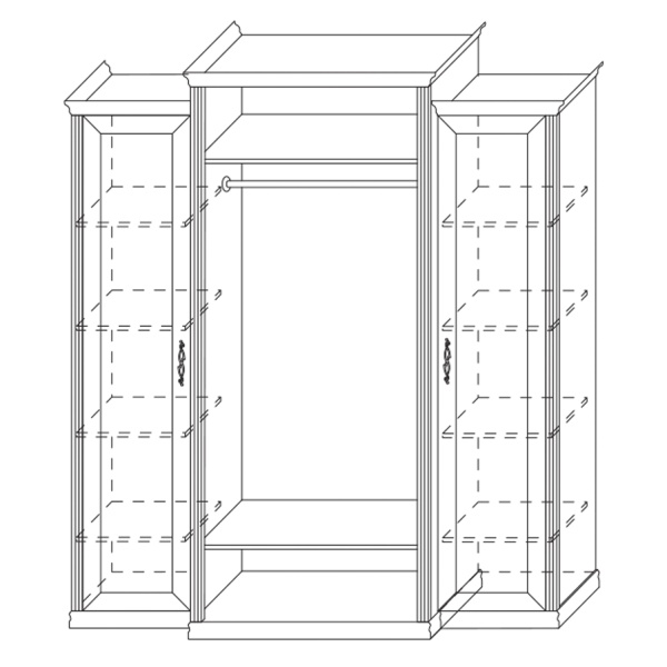 Шкаф 4-х дверный с пеналами Венето